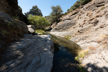 Waterfall in a ravine in Sierra Nevada