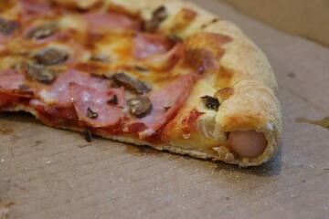 unique hot dog pipe in tasty pizza