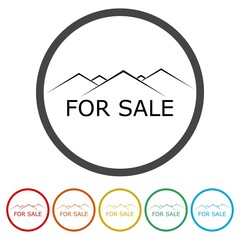 House for sale sign ring icon, color set