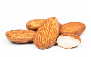 almond nuts on white background