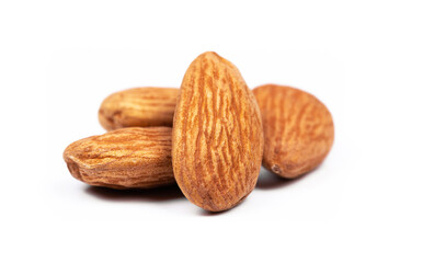 almond nuts macro on white background