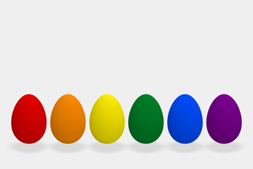 3d rendering. colorful rainbow lgbt egg on gray background.