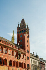 Basel, Rathaus, Marktplatz, Basel-Stadt, Altstadt, Stadt, Altstadth&auml;user, Stadtrundgang, Grossbasel, Rhein, Sommer, Herbst, Schweiz