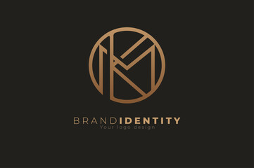 Fototapeta premium Abstract initial letter M and K logo, usable for branding and business logos, Flat Logo Design Template, vector illustration