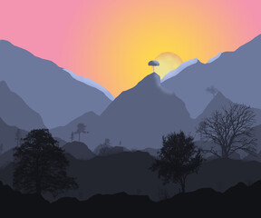 Zachód słońca nad górami