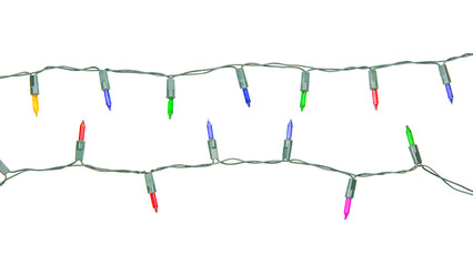 Naklejka premium Christmas lights string isolated on white background with clipping path.