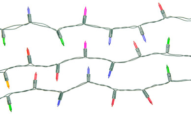 Naklejka premium Christmas lights string isolated on white background with clipping path.