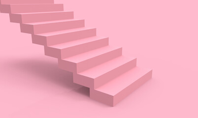 3d rendering. modern minimal empty soft pink color stair up background.