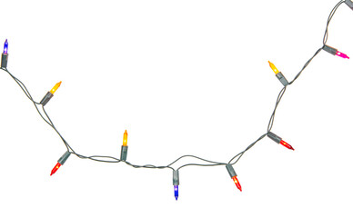 Naklejka premium Christmas lights string isolated on white background with clipping path.