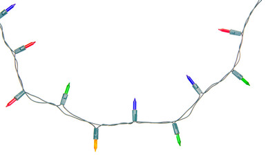 Naklejka premium Christmas lights string isolated on white background with clipping path.