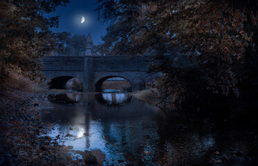 Brücke im Mondschein