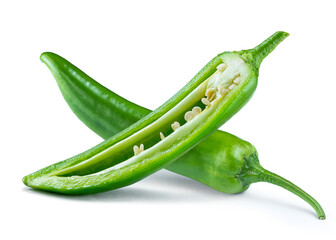 pepper with slice isolated white background