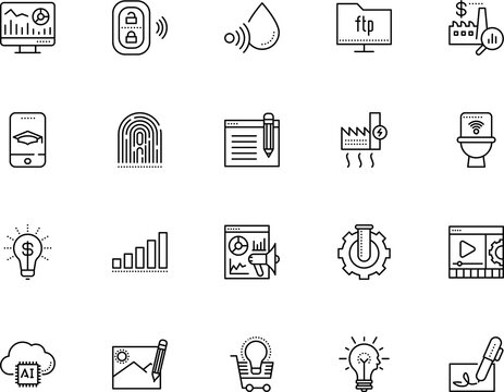 technology vector icon set such as: smartphone, folder, signal, infrastructure, youtube, learn, lavatory, privacy, statistics, coin, office, creation, tablet, grid, ads, photograph, cinema, finger