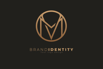 Abstract initial letter M and V logo, usable for branding and business logos, Flat Logo Design Template, vector illustration