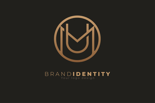 Abstract initial letter M and U logo, usable for branding and business logos, Flat Logo Design Template, vector illustration