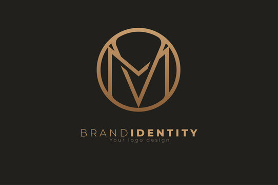 Abstract initial letter M and V logo, usable for branding and business logos, Flat Logo Design Template, vector illustration