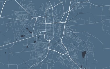 Detailed map of Czestochowa city, linear print map. Cityscape panorama.