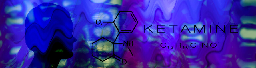 Fototapeta premium Ketamine. Chemical formula, molecular structure .Ilustration for your desigen. Abstract background.