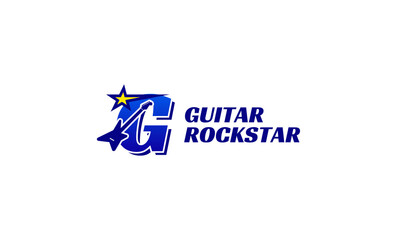 letter G electric guitar alphabet logo