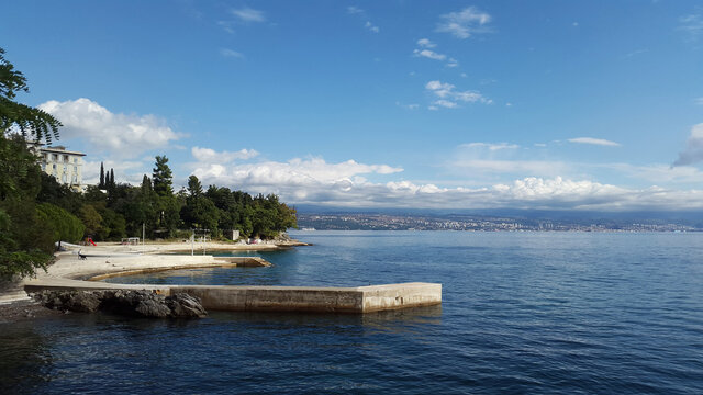 Lovran coast and view to Rijeka - Croatia