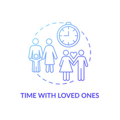 Time with loved ones concept icon. Self care checklist. Loving relatives everyday relationship. Family activities idea thin line illustration. Vector isolated outline RGB color drawing