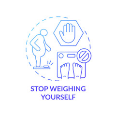 Stop weighing yourself concept icon. Body positivity tips. Smash your scale. Abandon writing weight statistics journal idea thin line illustration. Vector isolated outline RGB color drawing