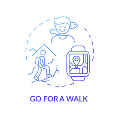 Go for a walk concept icon. My leisure time ideas. Healthy sport types for everyone. Outdoor body health improving idea thin line illustration. Vector isolated outline RGB color drawing
