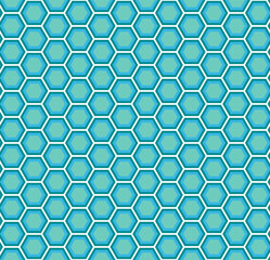 abstract bright geometric seamless pattern of blue honeycomb