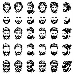 Cool beard man logo design