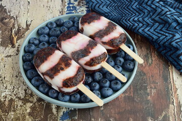 Homemade blueberry yogurt popsicles
