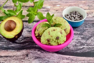 Avocado chocolate chip mint ice cream