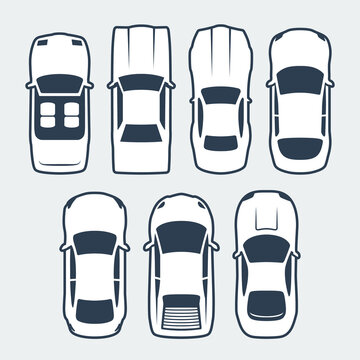 Vector Set of Cars Silhouettes, Top View