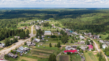 Russian village from above drone