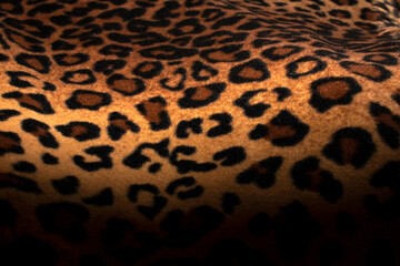 Abstract Leopard print with selective focus, black leopard spots texture design, dark leopard background.