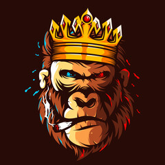 Gorilla king head illustration colour logo © avante_speed