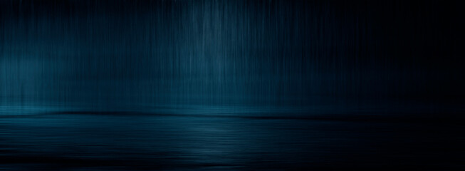 Dark abstract background. Empty dark street background at night. Spotlight reflects on the asphalt, blurry night lights. Smoke, fog. 