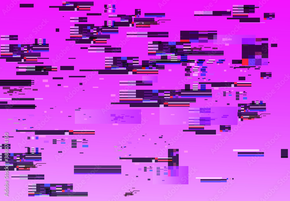 Poster Abstract pixelated retro background in 8-bit retrowave style. Conceptual illustration of steganography.