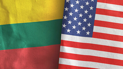Obraz premium United States and Lithuania two flags textile cloth 3D rendering