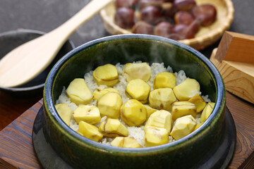 chestnut rice (kuri gohan) is a traditional Japanese fall rice recipe.