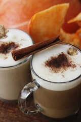 Pumpkin latte with cinnamon and ginger macro