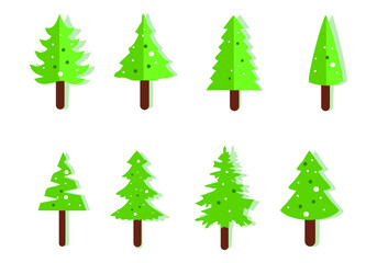 set of christmas trees