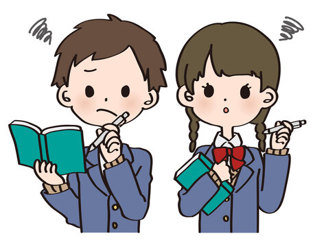 制服の男女/悩む