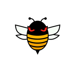 Evil bee filled line icon. Clipart image isolated on white background.