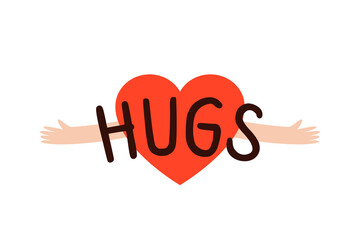 Heart Hug with text icon. Clipart image isolated on white background.