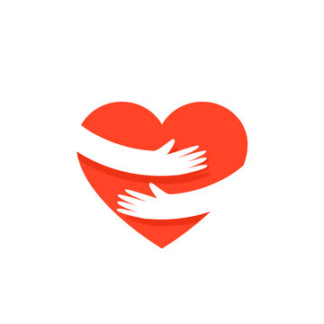 Heart Hug icon. Clipart image isolated on white background.