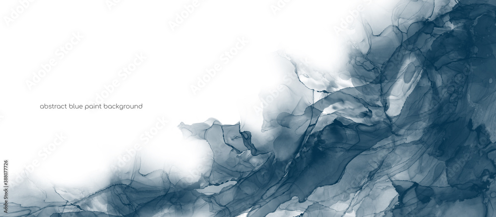 Aufkleber abstract art blue paint background by alcohol ink or watercolor isolated on white background with sp