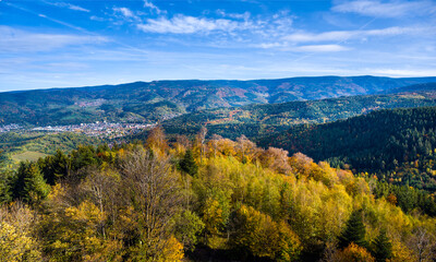 View from the Merkur mountain to the Murg Valley near Baden Baden, Baden Wuerttemberg, Germany
