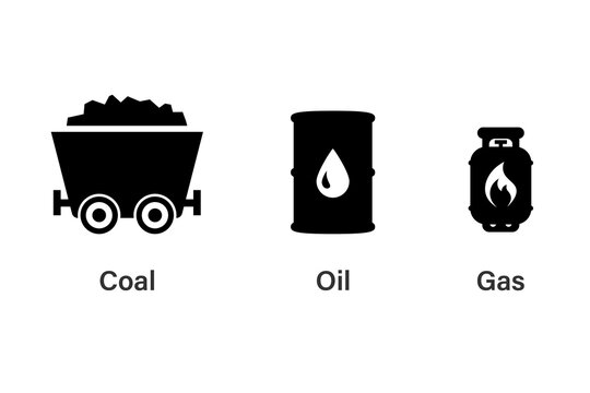 Coal Oil Gas Silhouette Icon Set. Clipart Image Isolated On White Background.