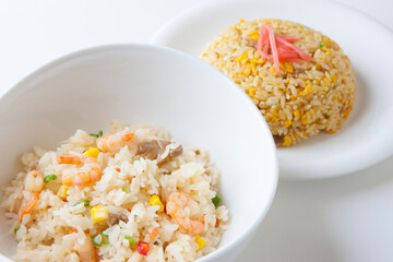 チャーハンとエビピラフ