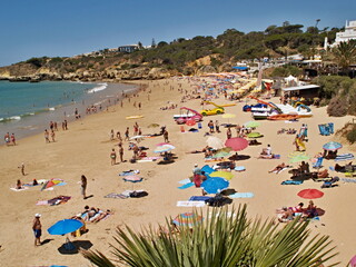 Albufeira beach in the summer season, Algarve - Portugal